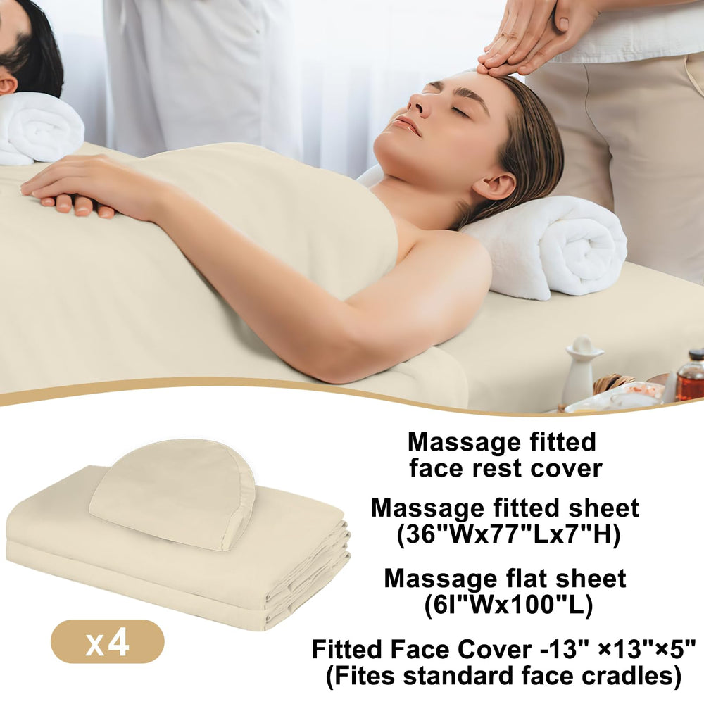Bavlesfuire fitted beige massage table cover ensures snug fit on standard tables