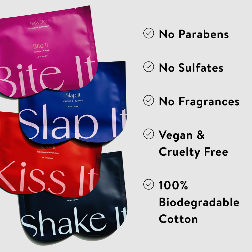 BAWDY Kiss It vegan ingredients label emphasizes clean beauty routine