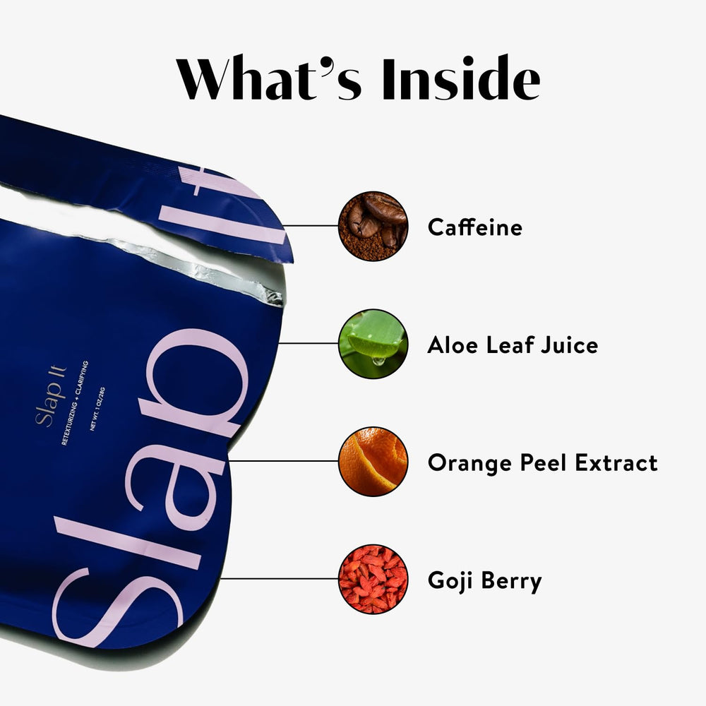 BAWDY Slap It caffeine focus hints at texture refinement benefits.
