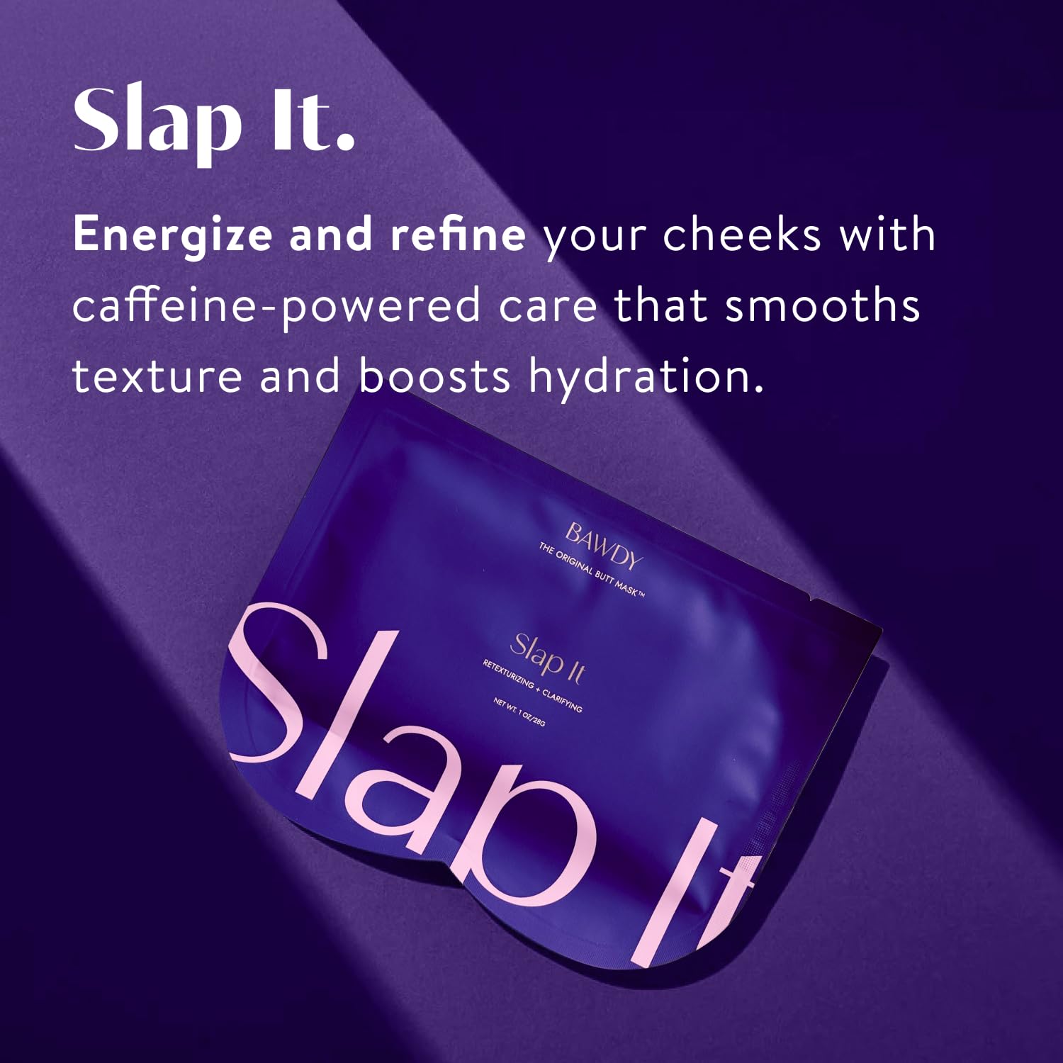 BAWDY Slap It mask sheets prepared for both cheeks.