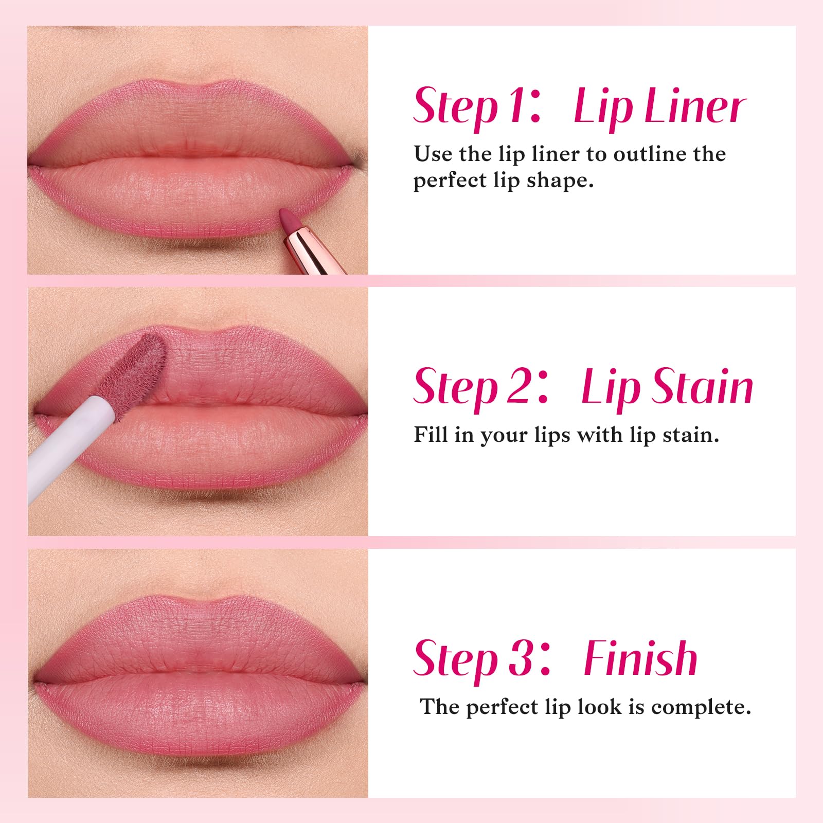 Bayfree 18-hour wear illustration shows color retention on lips.