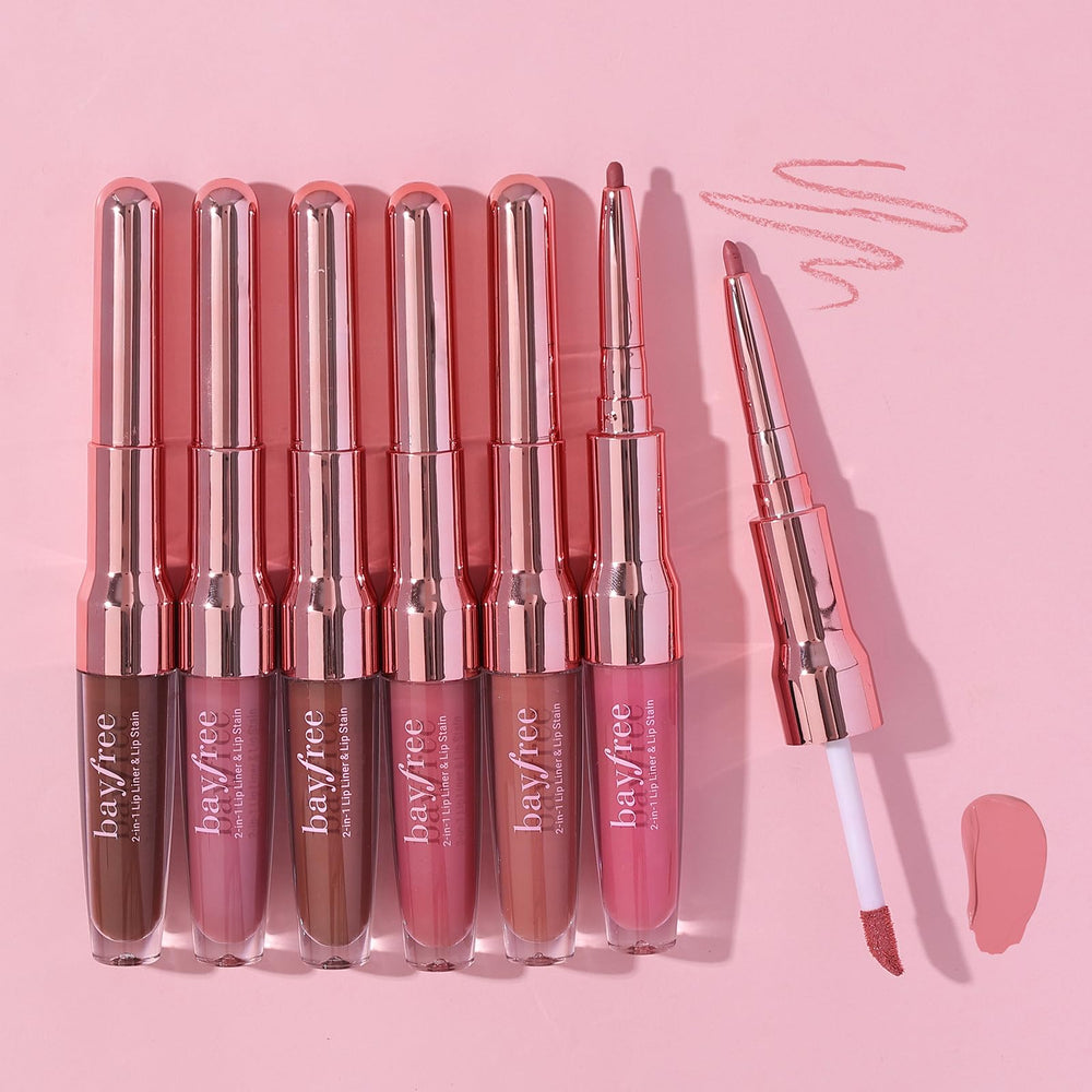 Bayfree lifestyle scene shows day-to-night lip looks.