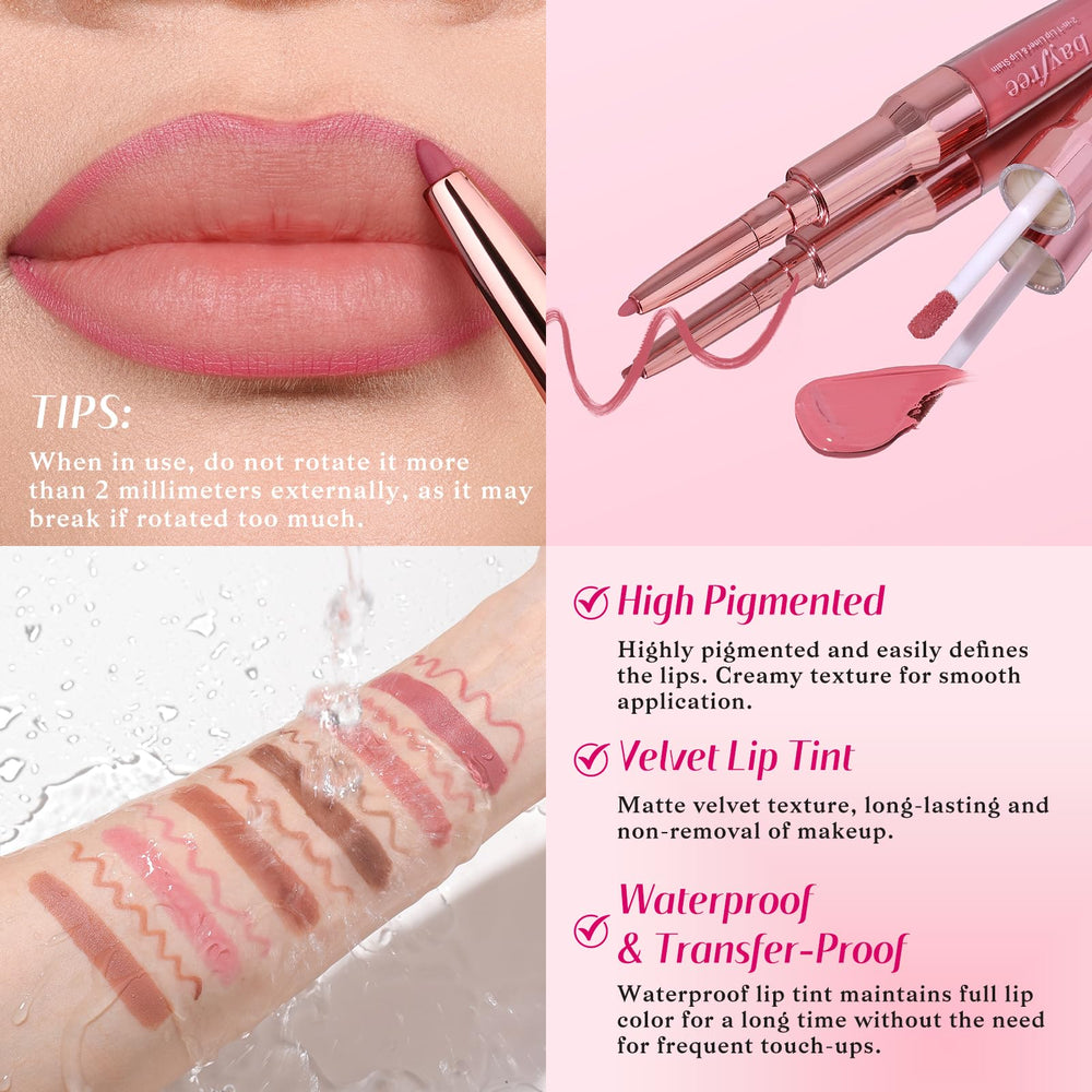 Bayfree creamy lip liner-stain texture swatch demonstrates smooth glide.