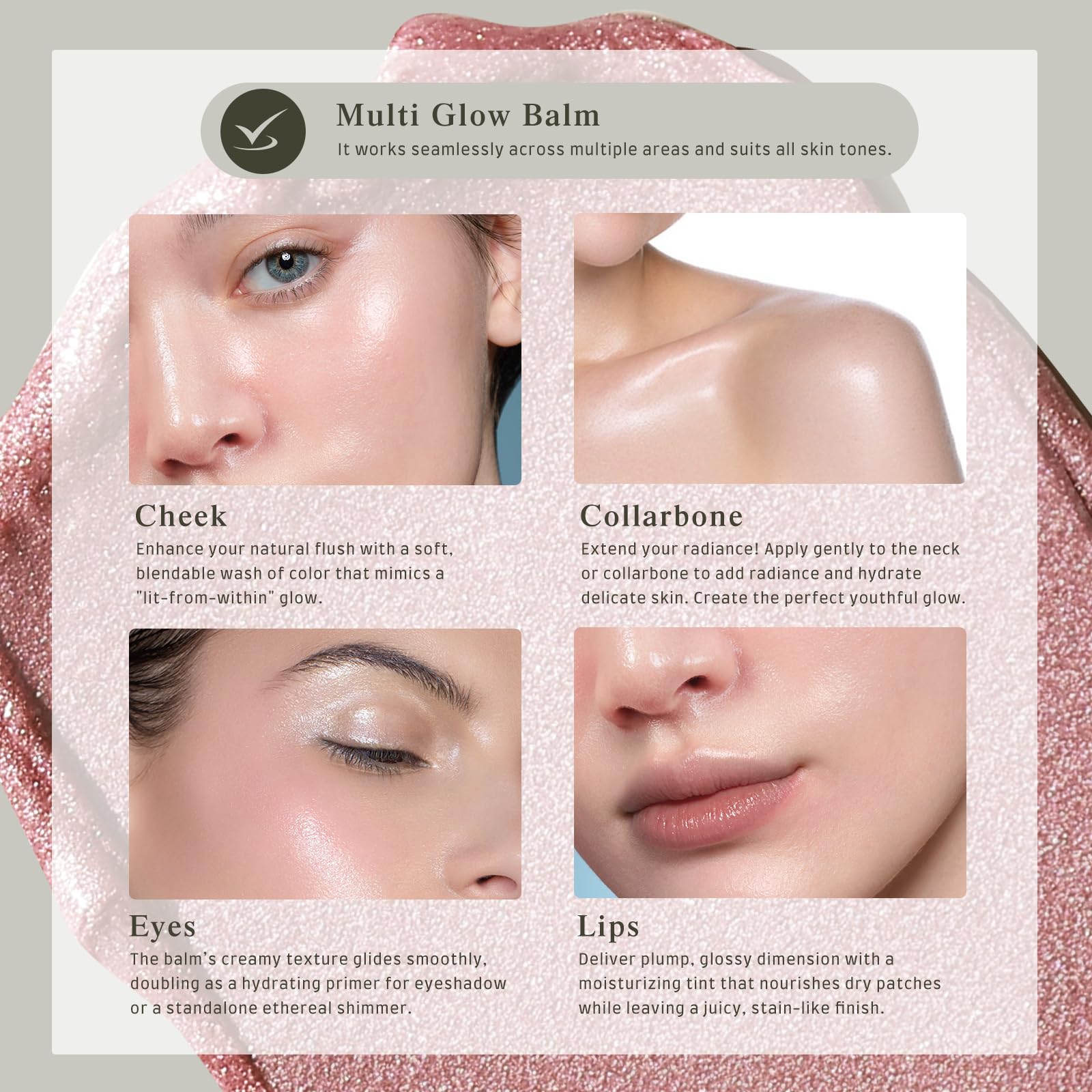 Bayfree balm application with fingers demonstrates easy, seamless blending.