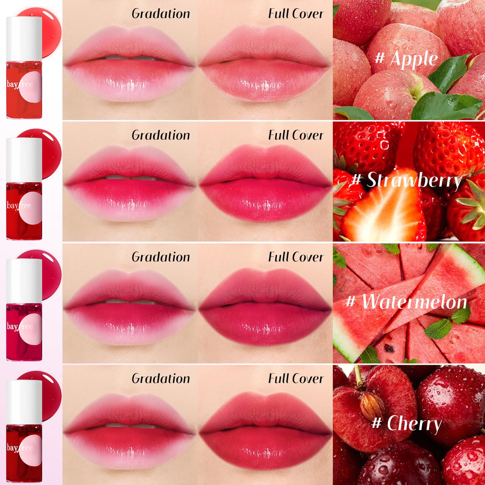 bayfree lip tint stain set apply-demo demonstrates smooth non-sticky finish