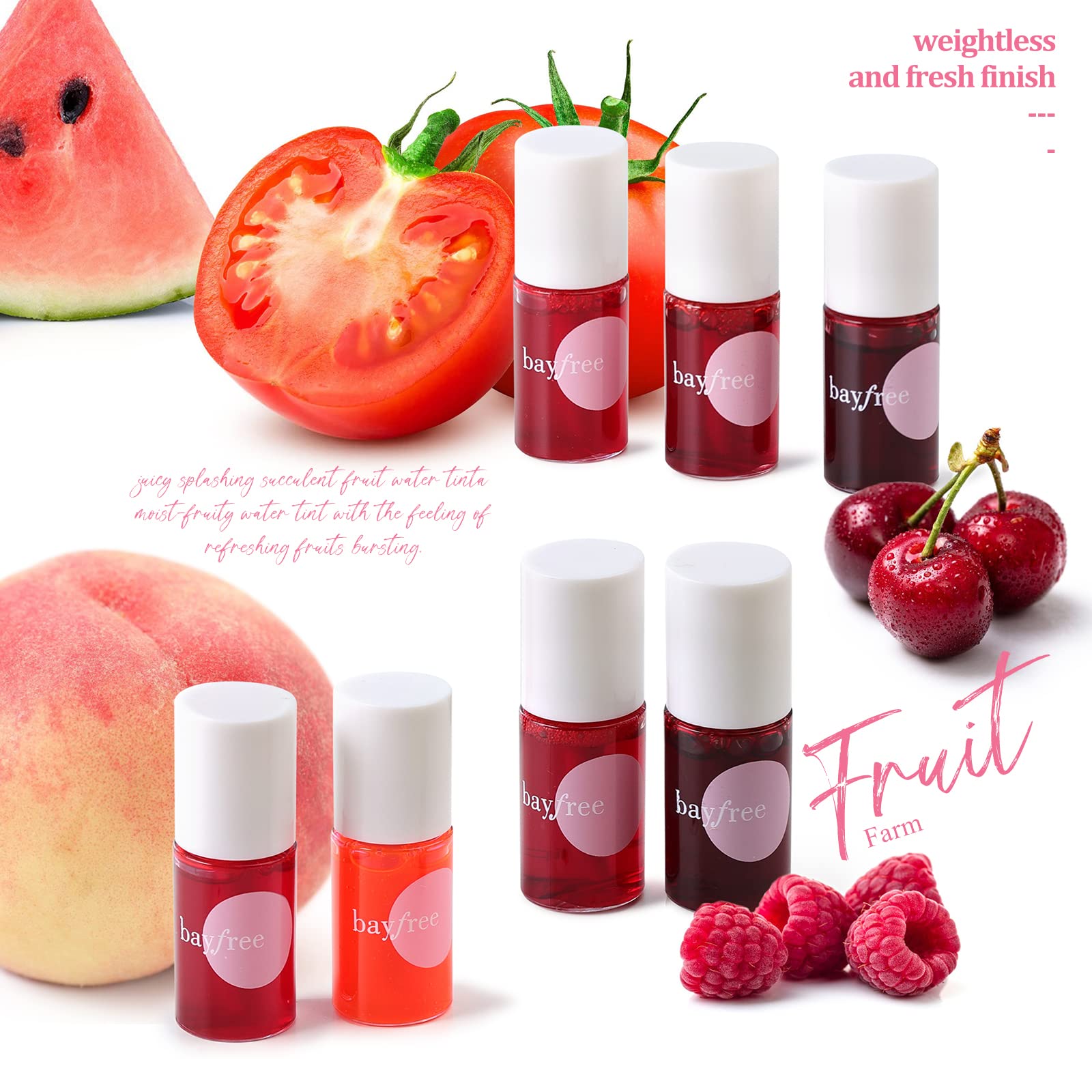 bayfree Lip Tint Stain Set fruit-farm scent enhances your makeup ritual