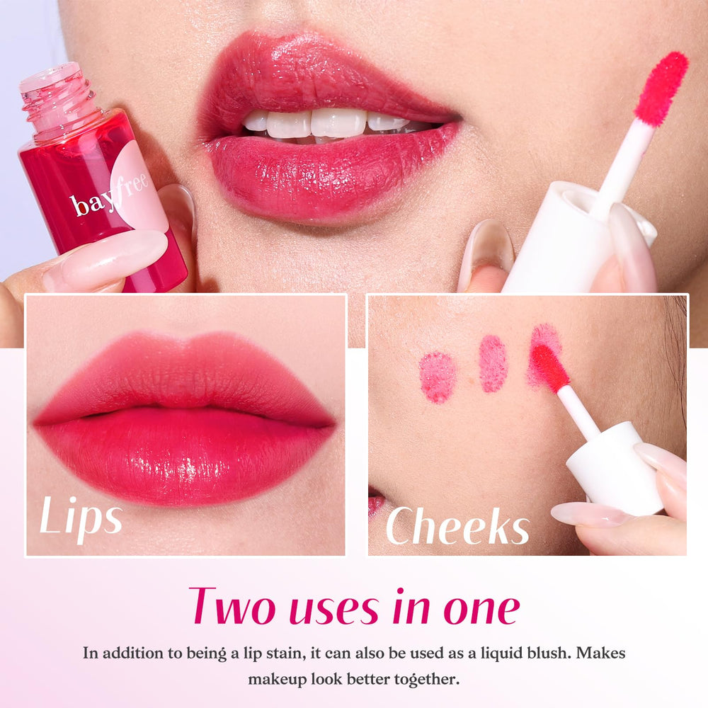 bayfree lip tint wear-test shows comfortable lightweight color all day