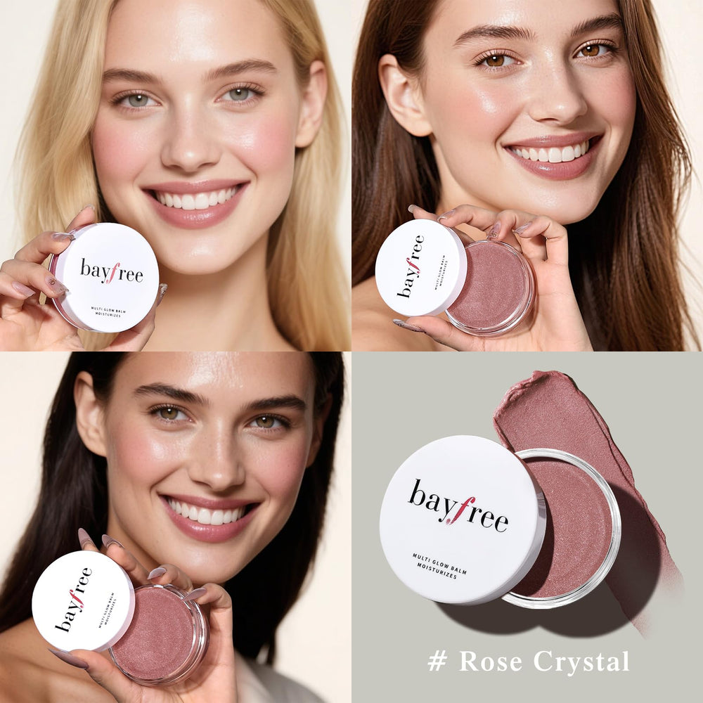 bayfree Multi Glow Balm cheek application demonstrates blendable color for a natural flush