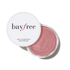 Bayfree Multi Glow Balm compact swatch shows creamy texture for radiant cheeks