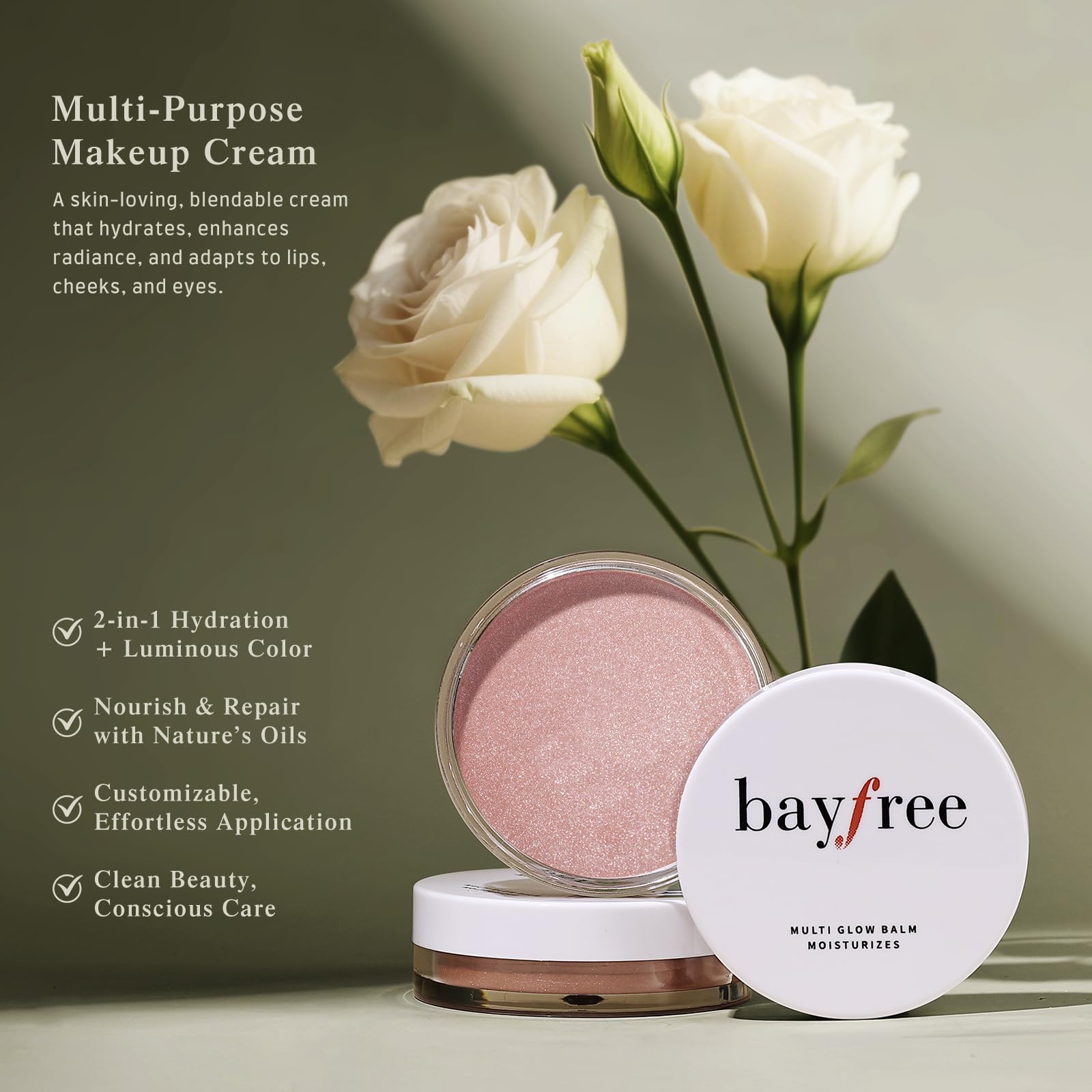 bayfree Multi Glow Balm on eyelids for radiant eye look