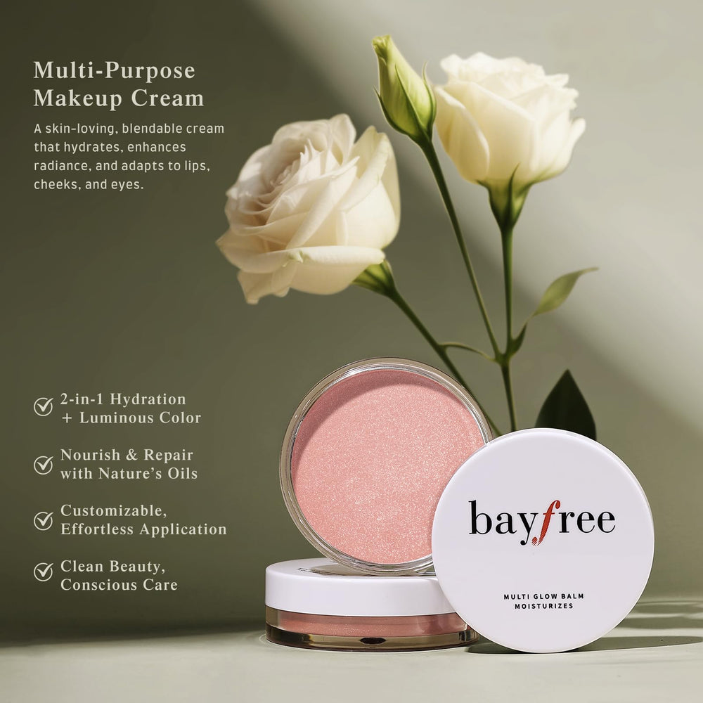 Bayfree Multi Glow Balm lip color swatch adds subtle color and shine.