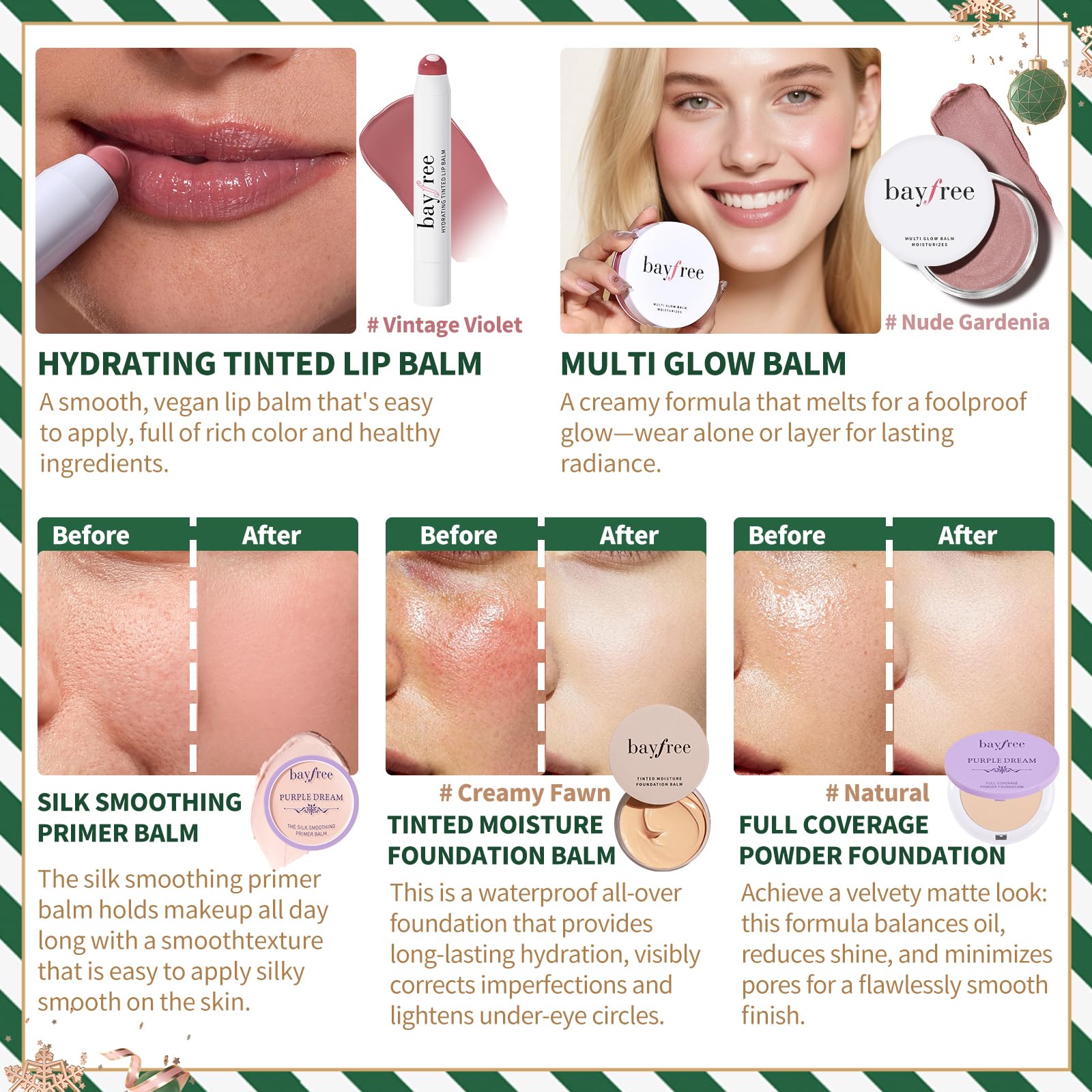 Bayfree Original Kit Gifts Set powder foundation demonstrates natural finish and adjustable coverage.
