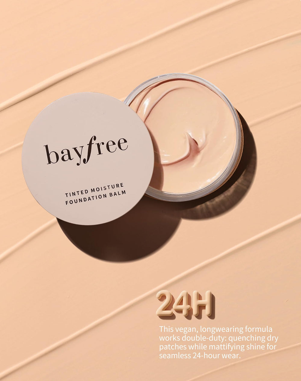 bayfree foundation balm ingredients focus image emphasizing hydrating tinted moisture benefits