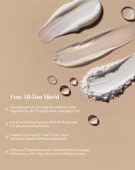 bayfree foundation balm swatches showing buildable coverage for a seamless finish