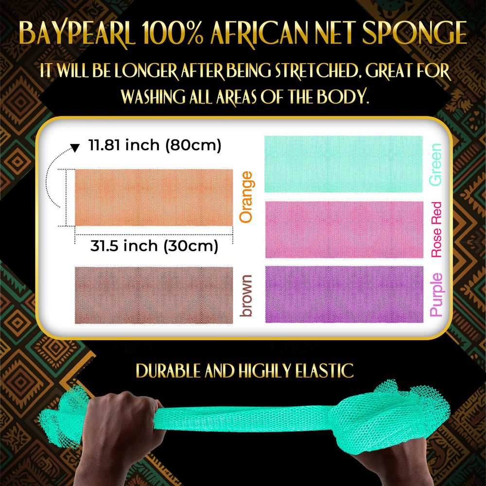 Baypearl African net sponge orange front view delivers bright lather.