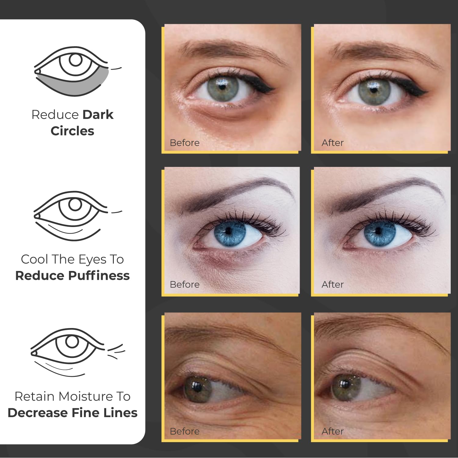 Bayside eye patches morning routine with caffeine for waking brightness.