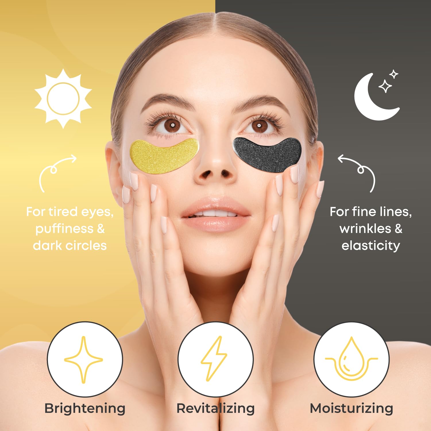 Bayside hydrolyzed collagen eye patches closeup showing anti-puffiness hydration.
