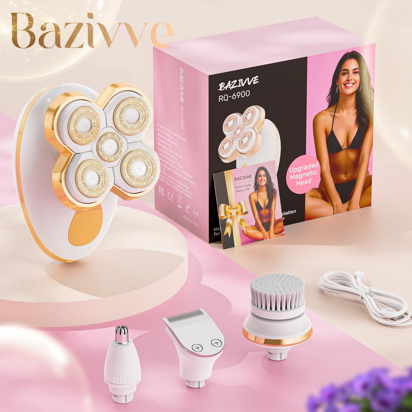 Bazivve gold-tone compact shaver fits daily rituals.