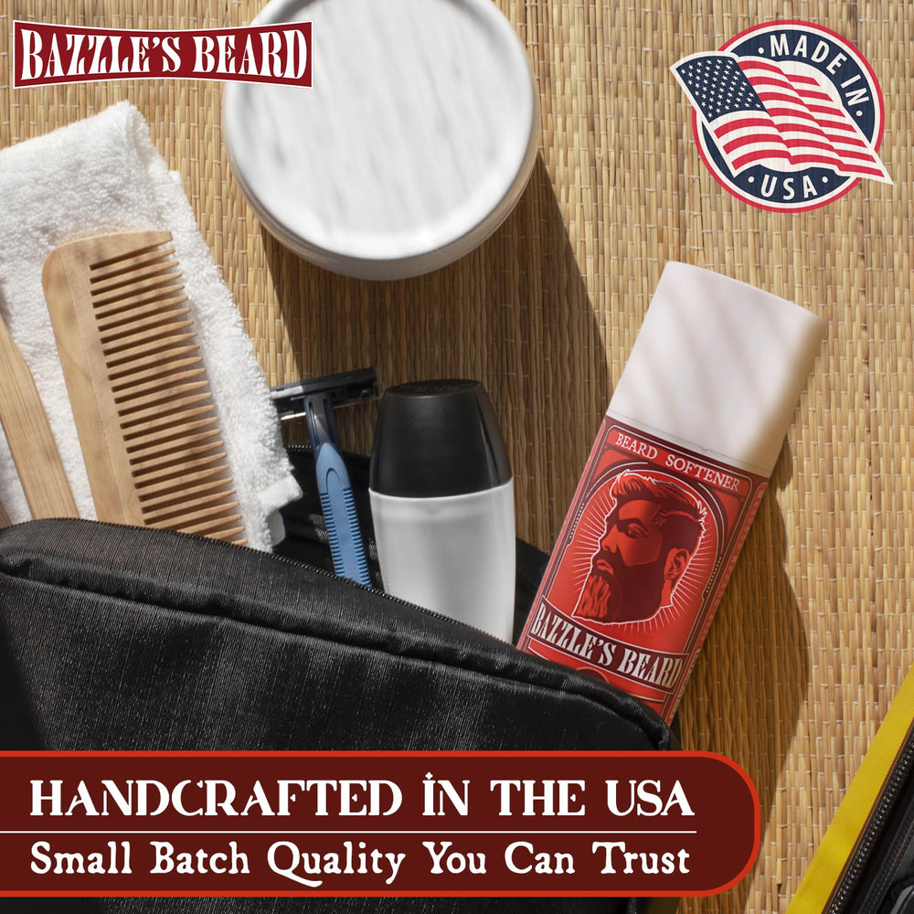 Bazzle's Beard Softener tin in a daily care kit for consistent beard maintenance