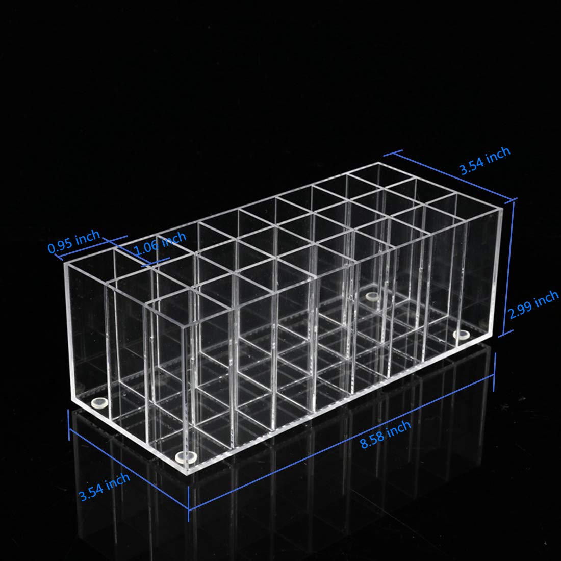 BBDOU clear lipstick organizer 24-slot top-down view for easy selection.