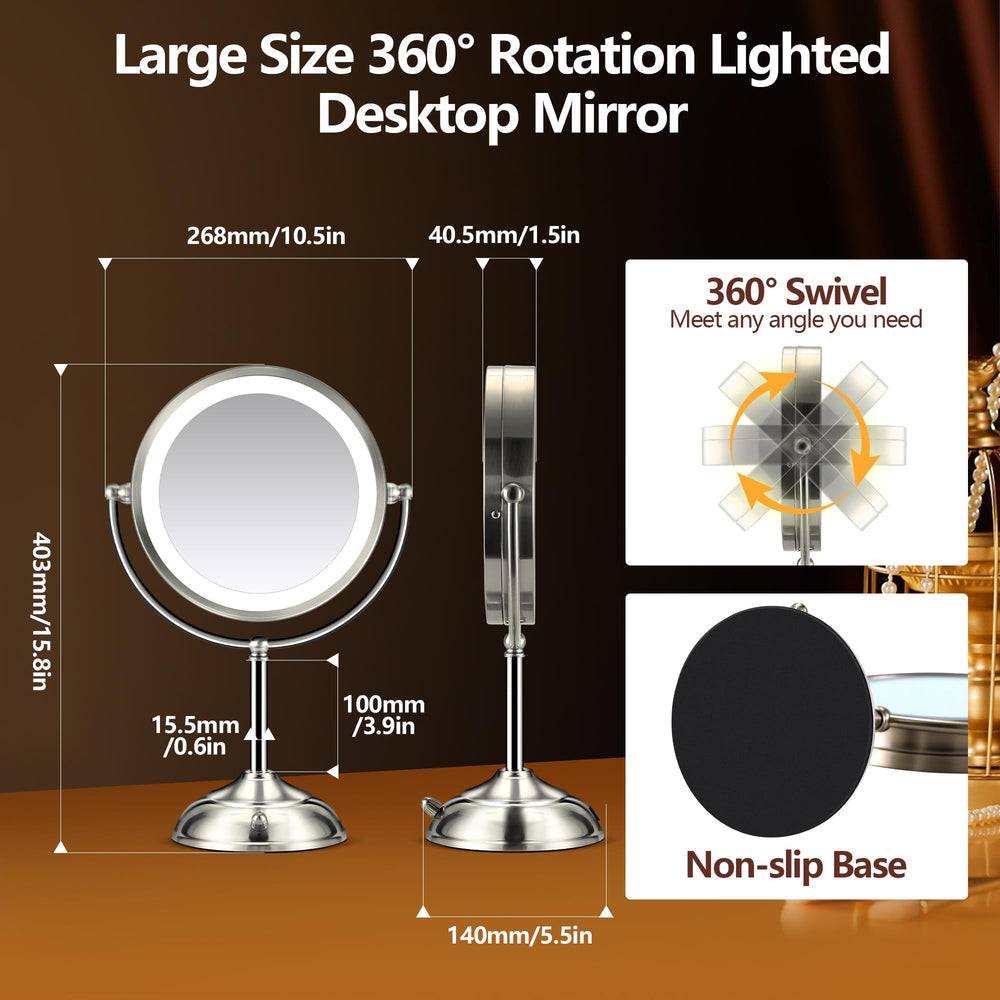 BBP three-color LED lighting modes for adaptive makeup illumination.