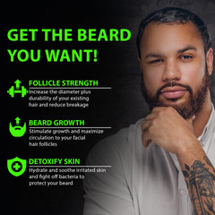 BBS Best Beard Stuff leave-in beard conditioner demonstrates soft, manageable facial hair.