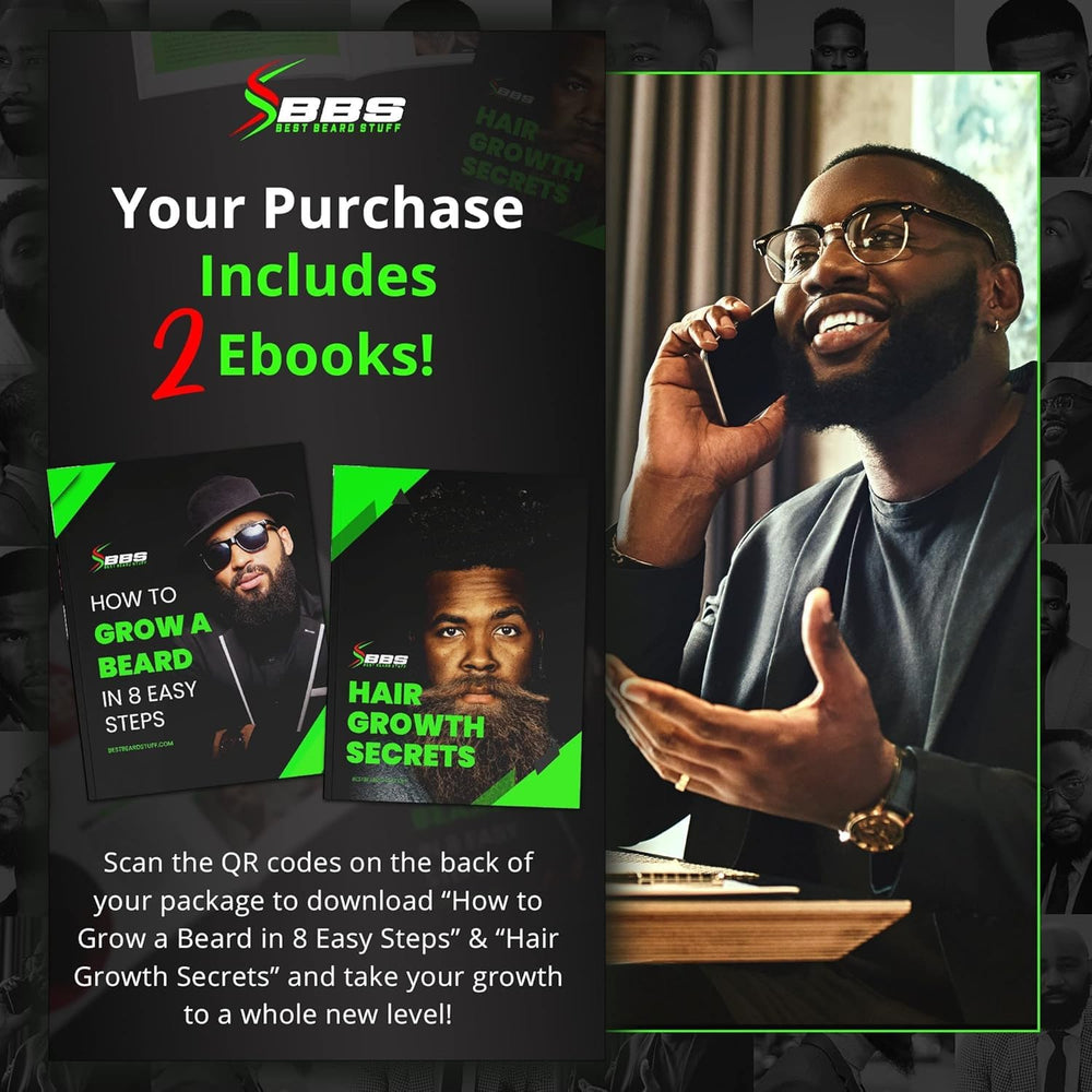 BBS Best Beard Stuff satisfaction guarantee communicates risk-free trial and confidence.