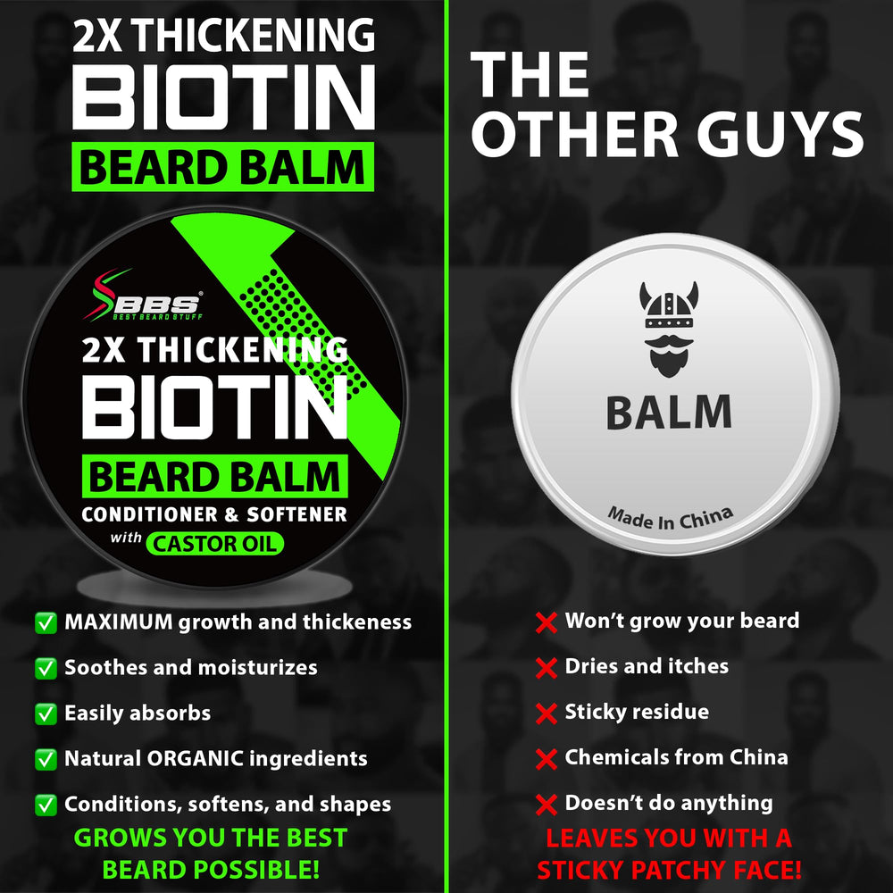 BBS Best Beard Stuff balm moisturizes skin and detangles for comfort.