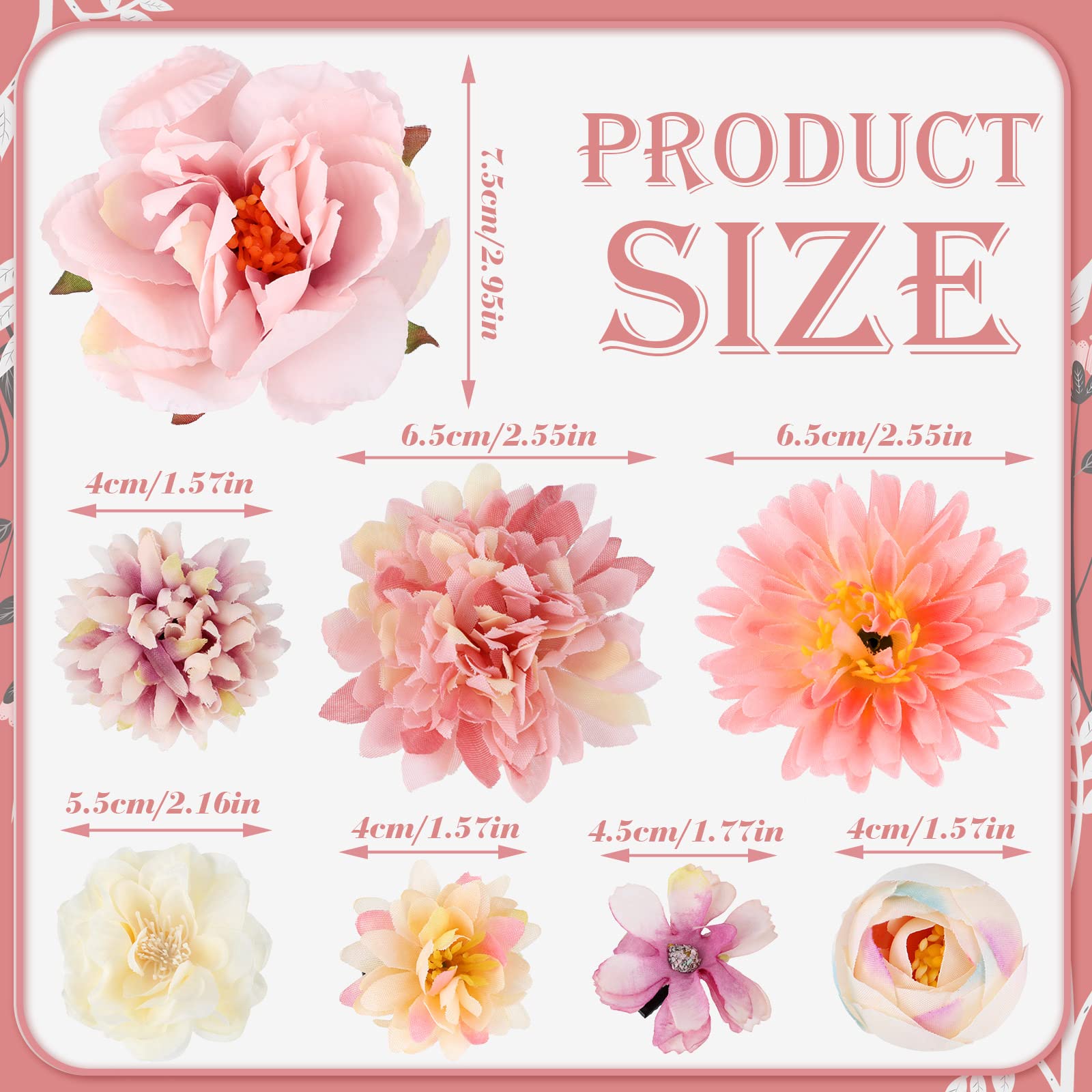 BBTO 3D flower barrette pink closeup showcases layered petals for a wedding-ready look.