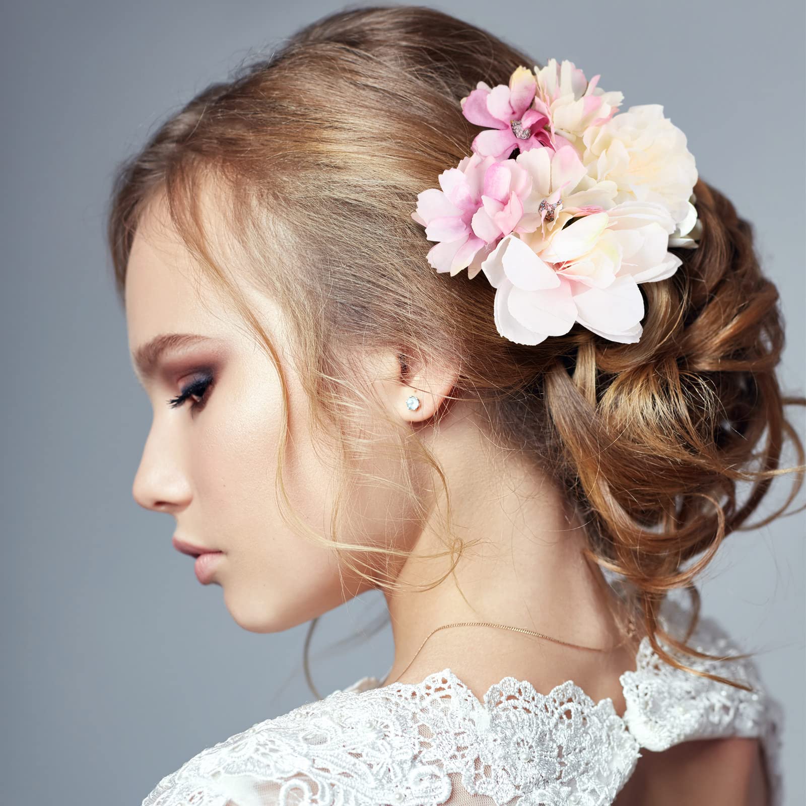 BBTO flower clip rose white closeup adds romantic charm to formal or casual styles.