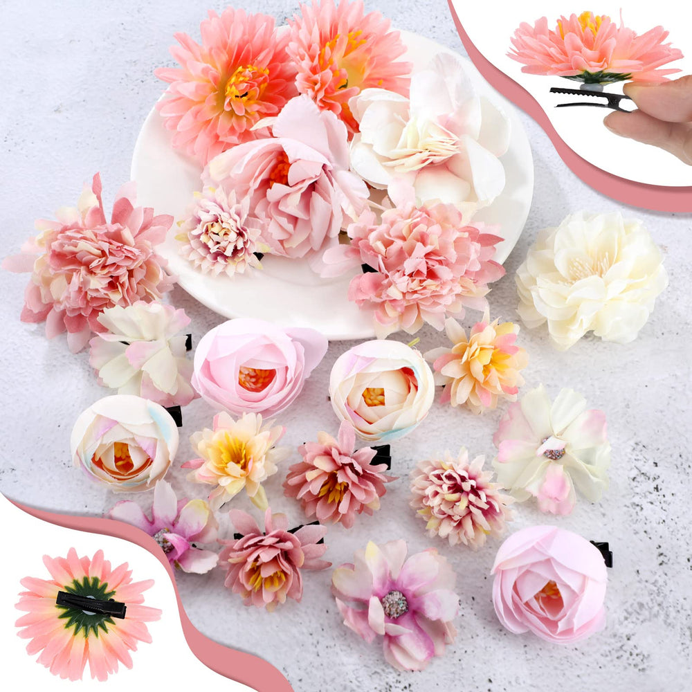 BBTO hair pin flower brooch pink closeup versatile for weddings or daily wear.