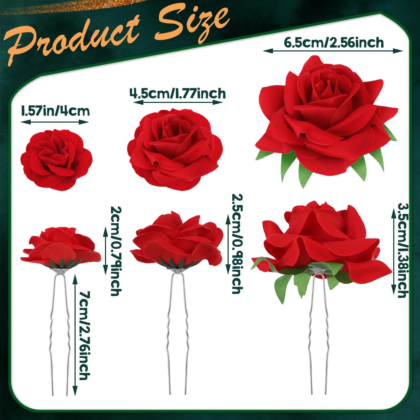 BBTO rose hair clip red small for secure, delicate hair decoration on events