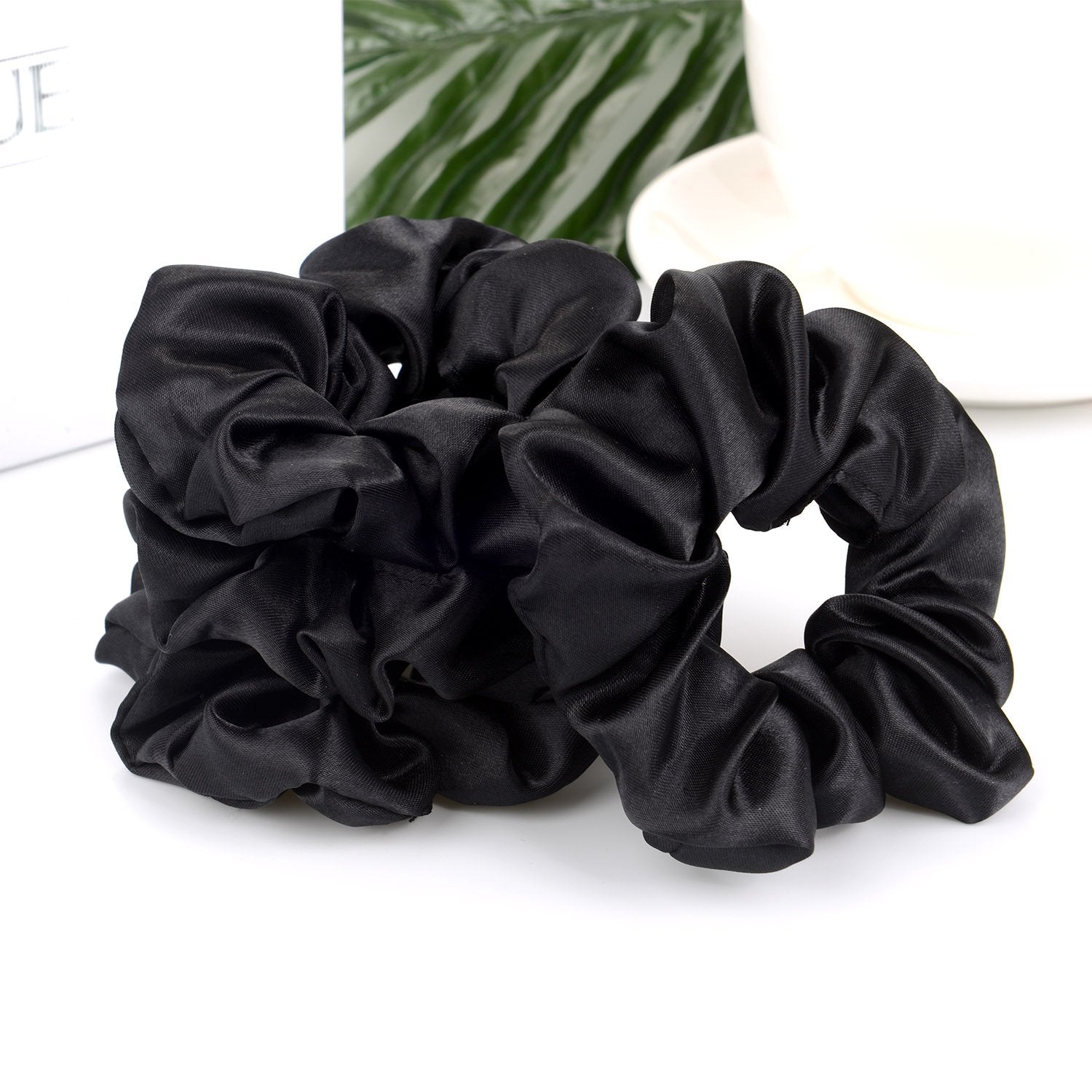 BBTO satin scrunchies black diy-ornament-capable image invites customization and personal flair