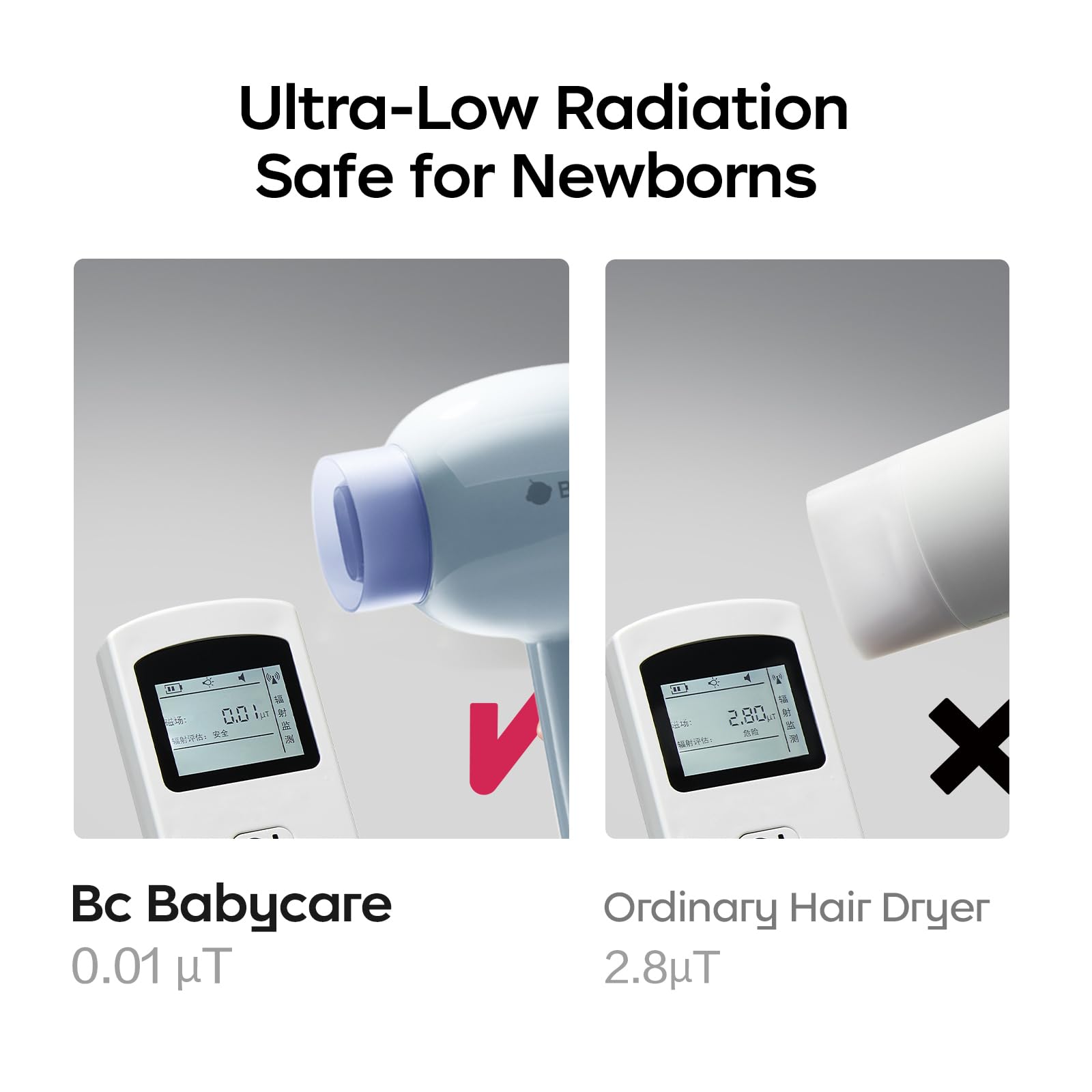 Bc Babycare Gentle Cordless Hair Dryer operates at ultra-low 60dB for calm sessions.