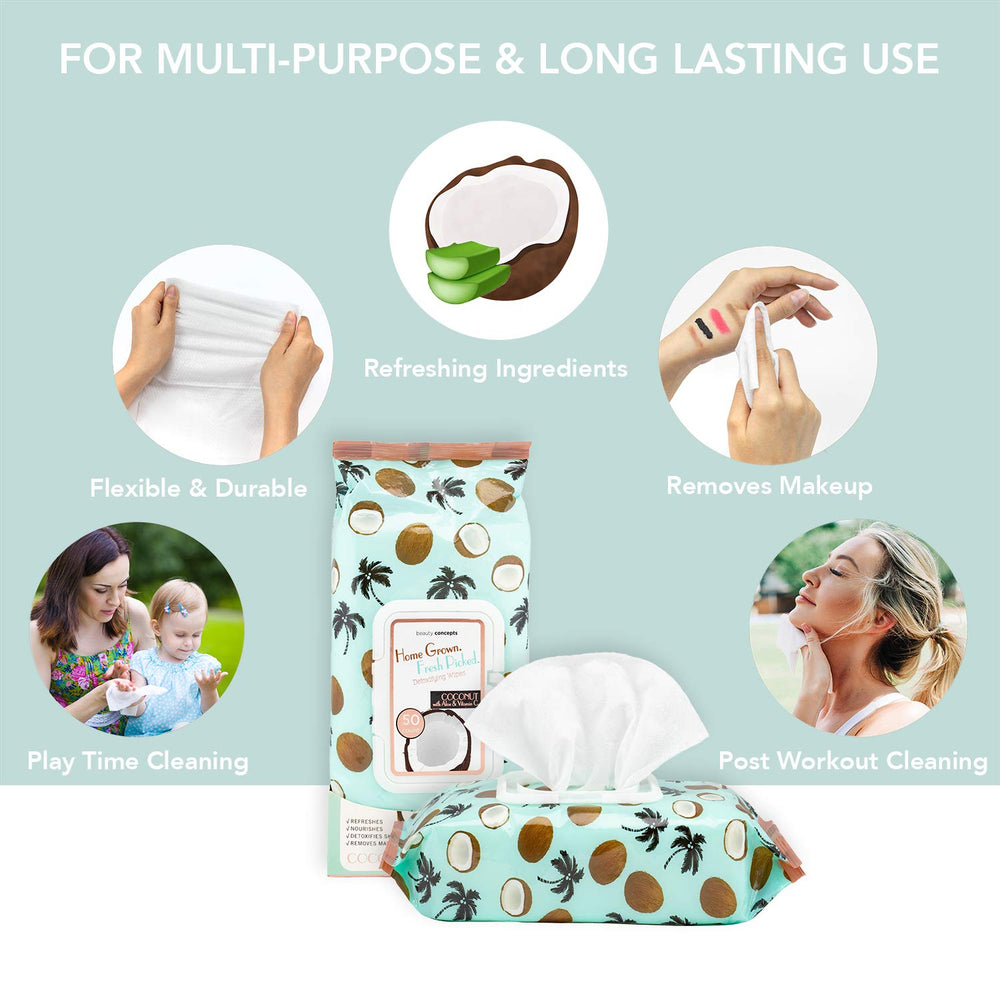 B.C Beauty Concepts makeup remover wipes two-pack ideal for gym or travel with resealable packaging