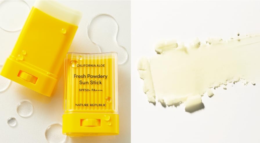 BC233 California Aloe Fresh Sun Stick transparent texture on skin demonstrates non-sticky finish.