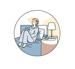 BC233 steam-warm eye mask in use to calm tired eyes during screen time.