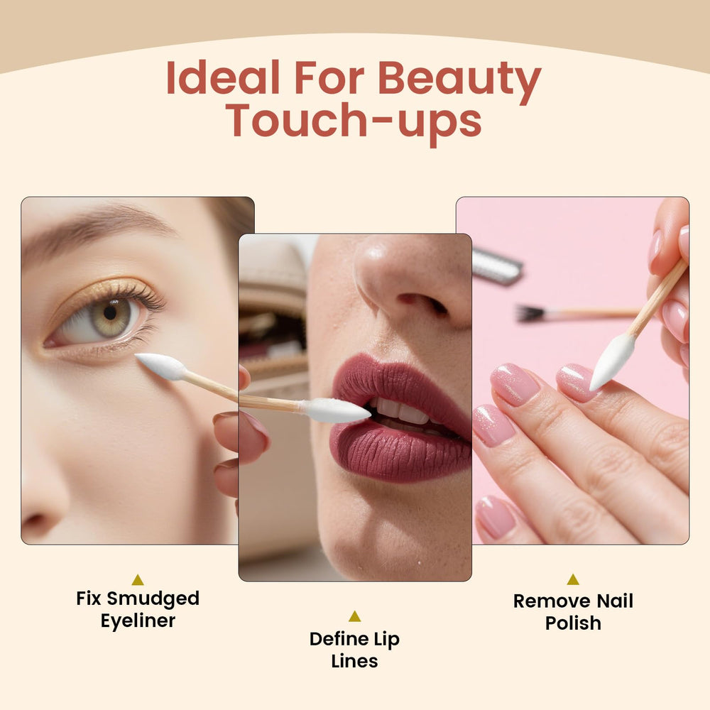 Bcowos double pointed tips closeup showcases precise application for makeup and crafts.