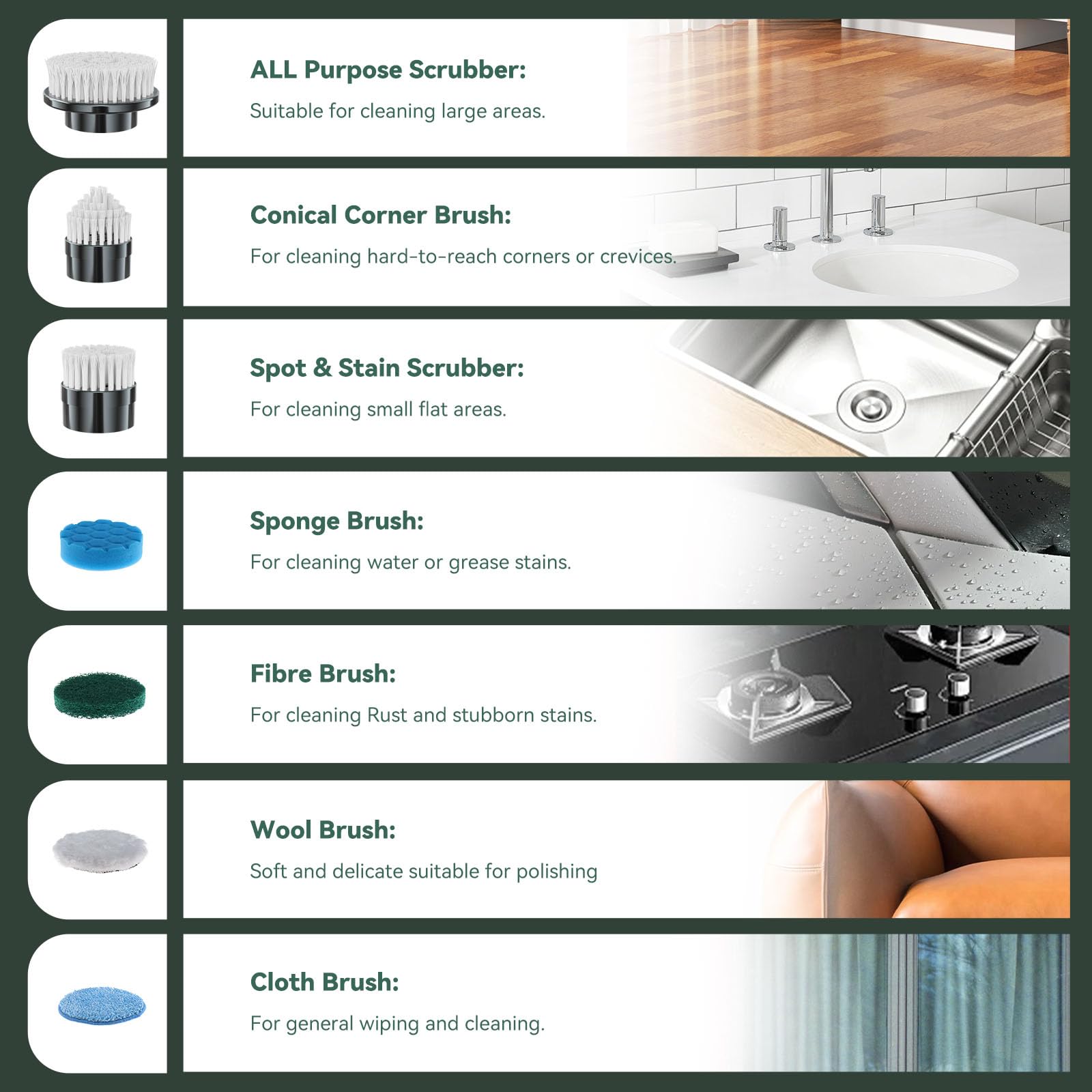 BCQDOL spin-scrubber sponge brush for wiping windows and damp surfaces.