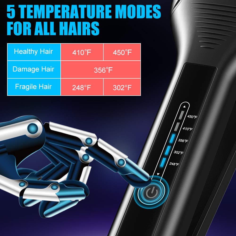Bcway anti-static flat iron design reducing static during styling.