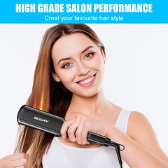 Bcway hair straightener heat settings display showing five temperatures for different hair types.