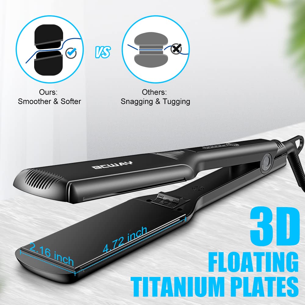 Bcway straightener in use on hair with smooth glide and even heat.