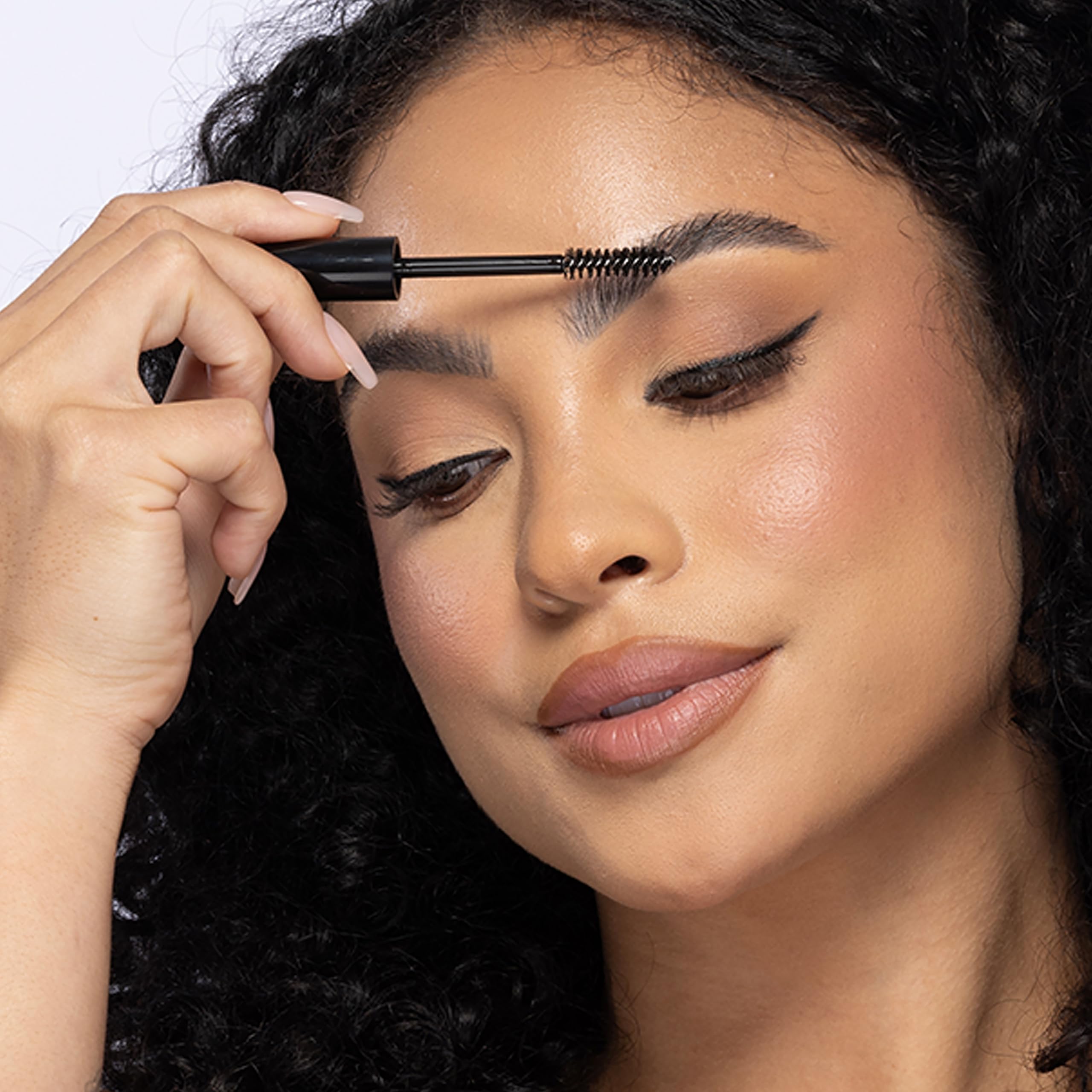 BDB Eyebrow Gel applied over brow makeup showing versatile finish
