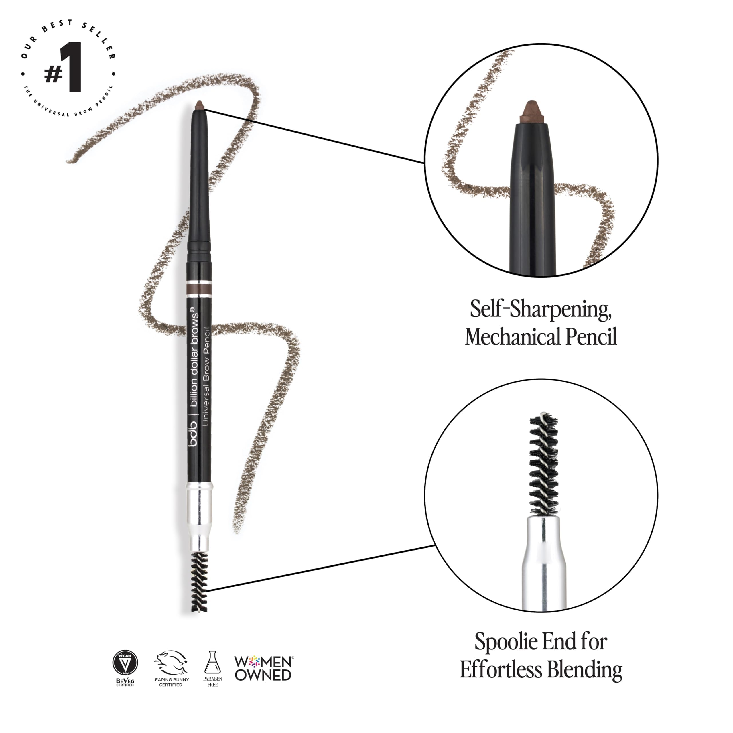 bdb universal eyebrow pencil waterproof formula for all-day hold