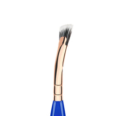 Bdellium Tools bent mascara brush close-up shows soft vegan synthetic bristles for gentle lash coating.