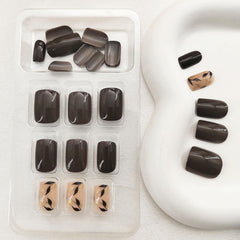 BDKAIWU gold-glitter accent nails add subtle sparkle for party nights.