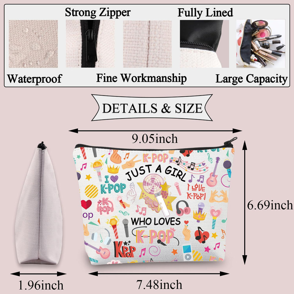 BDPWSS K-Pop makeup bag zipper close-up highlights durable closure.