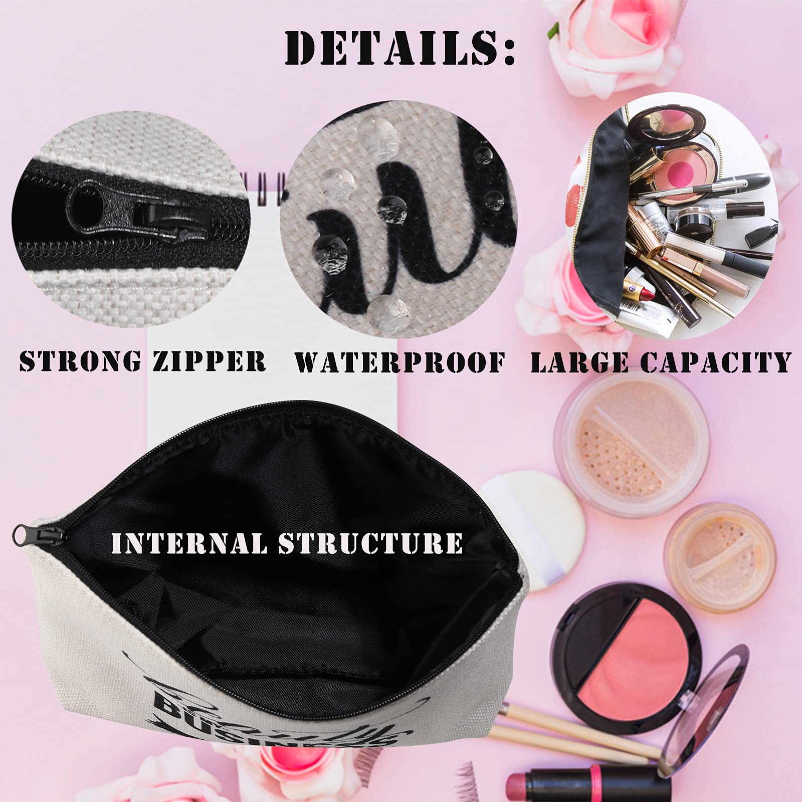 BDPWSS waterproof design makeup bag protects valuables in wet conditions.