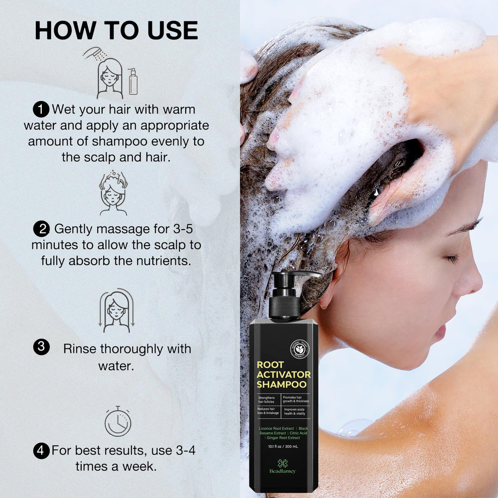 Beadlamey Root Activator Shampoo natural-ingredients highlight plant-based scalp care.