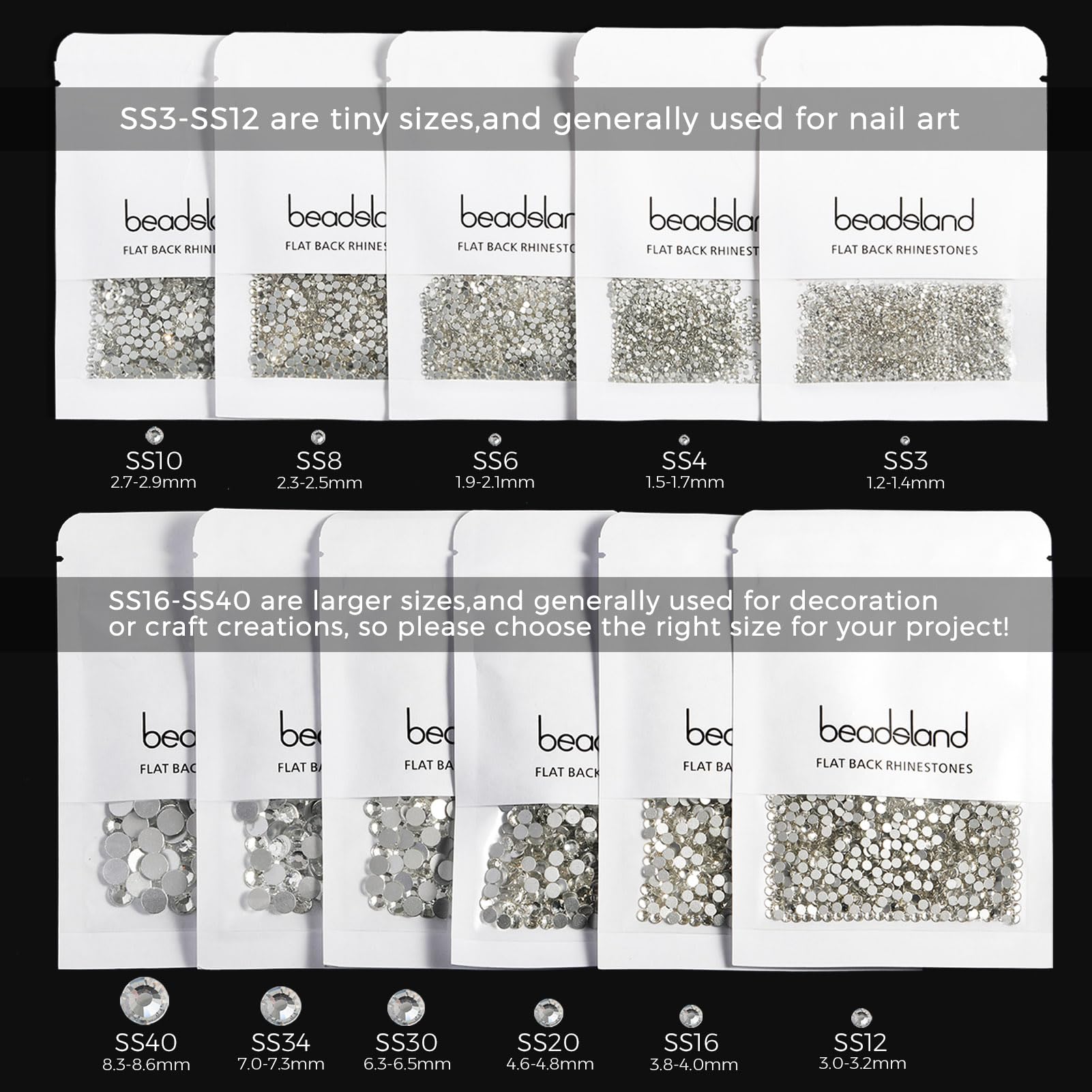 BEADSLAND fashion rhinestones decorate dresses, bags, shoes and body art